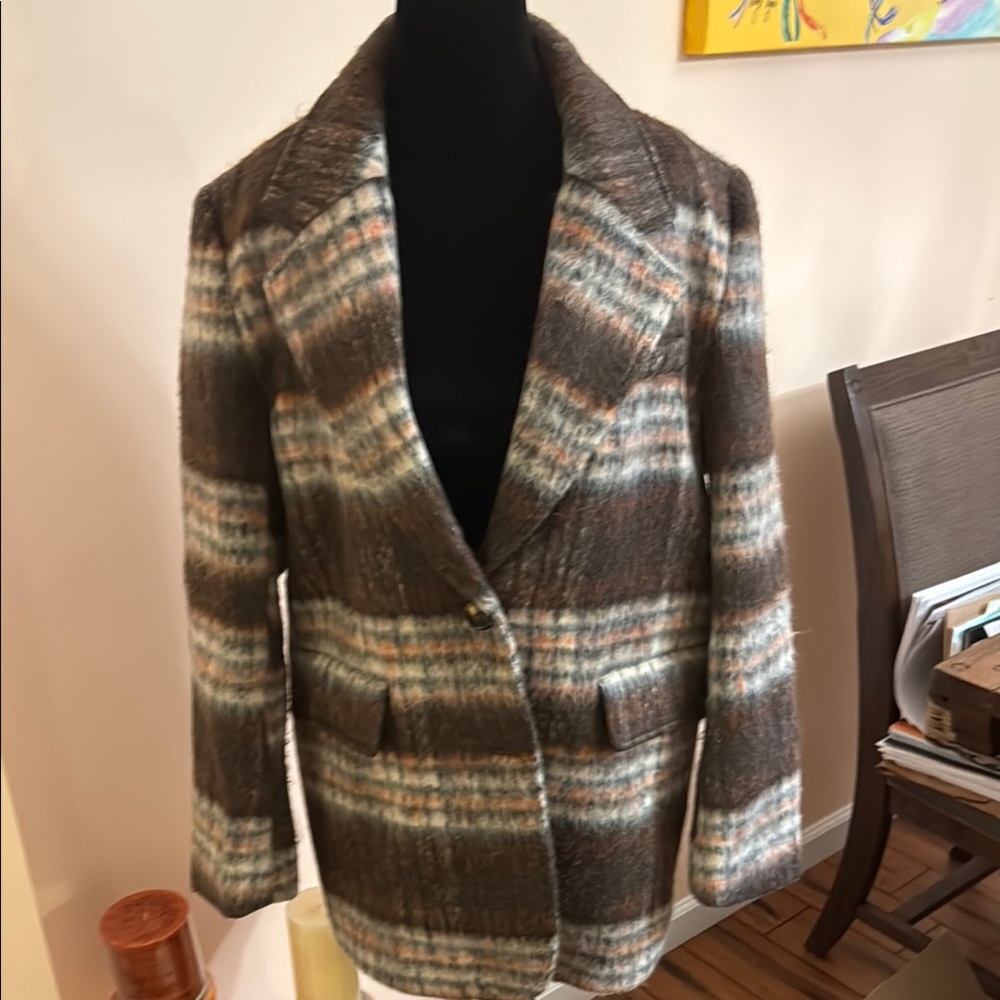 Maeve Brown and Cream Plaid Blazer Classic Tailored Fit